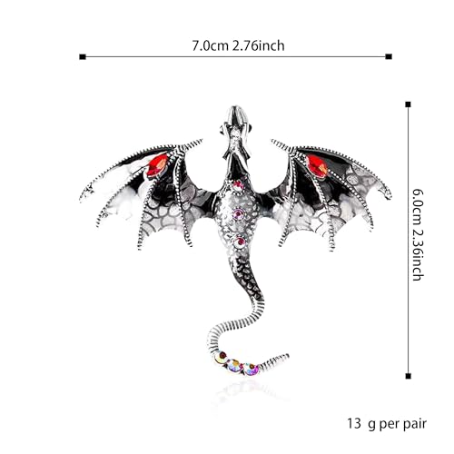 Image of Vintage Punk Dragon Animal Brooch - Domineering Flying Dragon Personality Clothing Accessories for Men and Women