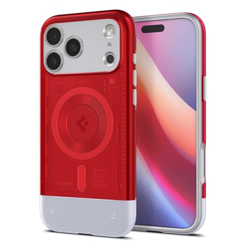 Spigen 【創業18年の技術力】 iPhone 17 Pro Max ケース MagSafe対応 マグネット搭載 米軍MIL規格 クラシック・C1・マグフィット (ルビー) ACS09909