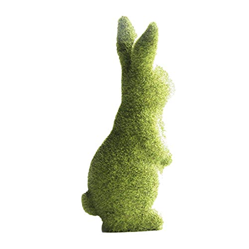 Easter Animal Statue Decorations For Garden Imitation Moss Rabbit Resin Flocked Sculpture Home Office Decor (Stand) #TOP1