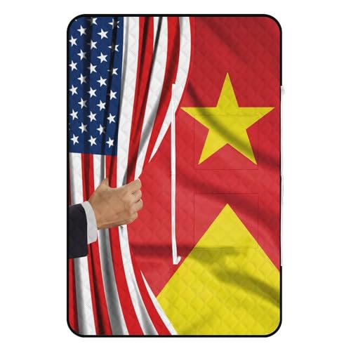America Flag and Tigray Flag Picnic Blankets,Portable Waterproof Foldable Picnic Mat,Sandproof Outdoor Mat for Park Picnic Blanket Accessories for Adults