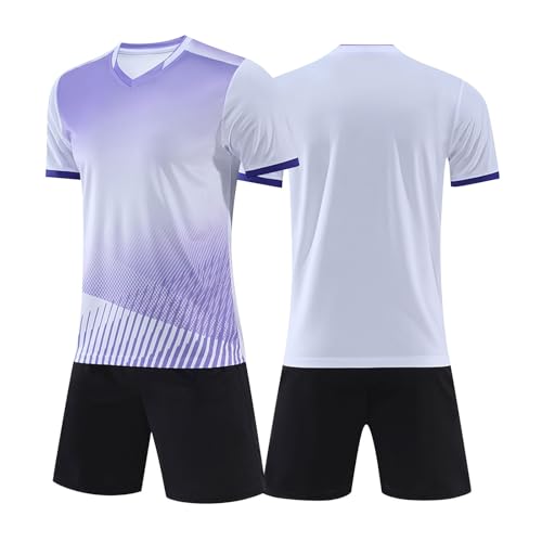 Mjjsk Conjunto de ropa de fútbol para niños, camisetas y pantalones cortos, conjunto deportivo para adolescentes, ropa deportiva de verano, blanco, 11-12 años