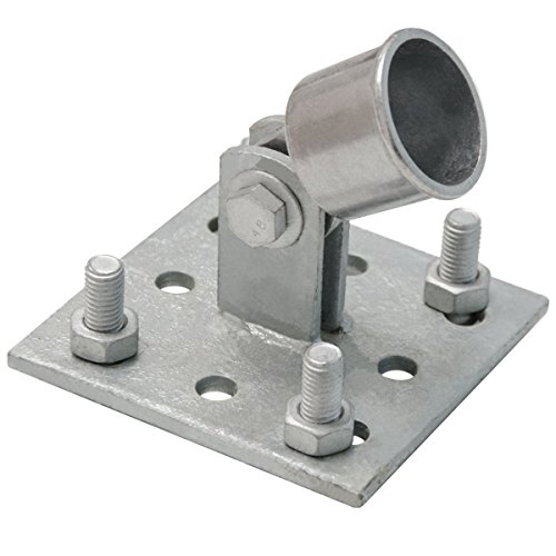 NIEDERBERG METALL Strebenplatte 10x10cm inkl. Strebenkappe Strebenhalter für Zaunstreben mit Ø34mm Aufschraub-Platte für Einschlag-Bodenhülsen Pfostenträger feuerverzinkt Silber Cover