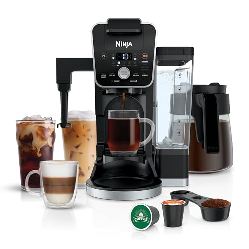 Ninja | Coffee Maker | DualBrew Single Serve System | 4 Brew Styles | Keep Warm Feature & Buit- In Frother | 14 Cup Glass Carafe & Removable 70oz Water Reservoir | Black | CFP451A