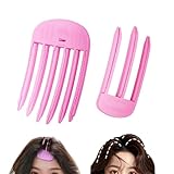 LEES A.M. 2 Pcs Wind Shaping Styling Comb for Fluffy Volume Bangs, Hair Volume Root Lifting Comb Tool, 3-Teeth & 6-Teeth Set, Pink