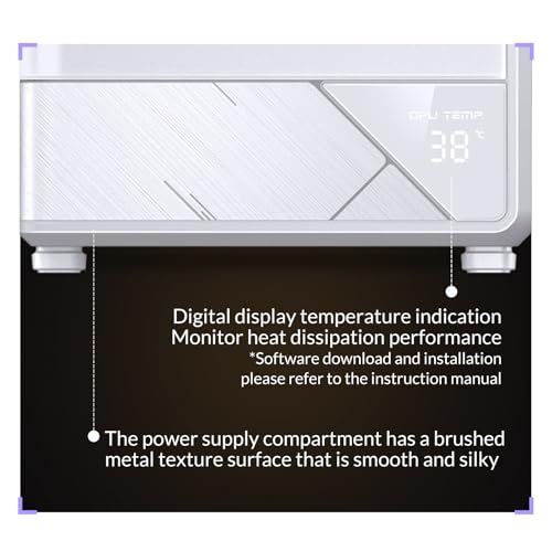 Image of JONSBO D200 White Micto ATX PC Case,Digital Screen, One-Piece Curved Glass Desktop Design 270 Ultra-Wide View,ATX Power supply /Dual240 AIO,GPU<410mm,7 Fan Positions, White