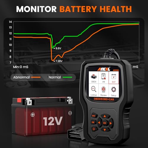 ANCEL AD530 Vehicle OBD2 Scanner Car Code Reader Diagnostic Scan Tool with Enhanced Code Definition and Upgraded Graphing Battery Status