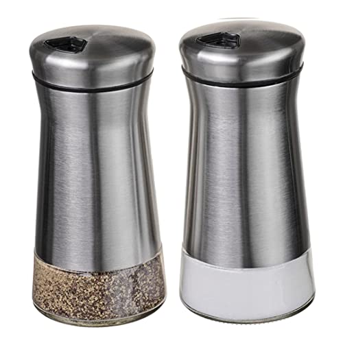 Sak and Pepper Shakers Spice macetas de acero inoxidable frasco con agujeros ajustables 2 piezas y macetas de pimienta