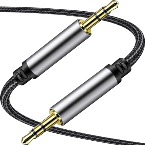 SAISN 3.5mm Audio Aux Cable, 2 Pack 3.5mm Male to Male Headphone Cable 1.5ft Nylon Braided Hi-Fi Stereo Audio TRS Short Aux Cord for Car Home Stereos, Headphones, Speakers, Laptops, Black