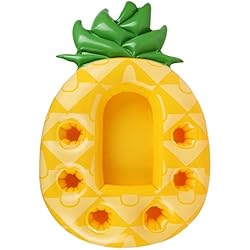 Estanteria Para Autoservicio LYEAA Piscina Bebida Taza Soporte Inflable Autoservicio Bandeja de Hielo PVC Enfriador Mesa Piscina Playa Natación Suministros para Fiestas (Piña)