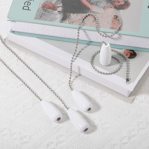 Image of 4 Pcs Fan Pull Chain Extension 12.6 Inches Wooden Decorative Pendant Extension Chains Light Pull Chain Extensions White Pull Chains For Ceiling Fans And Lights Fan Extensions Chain Ornaments