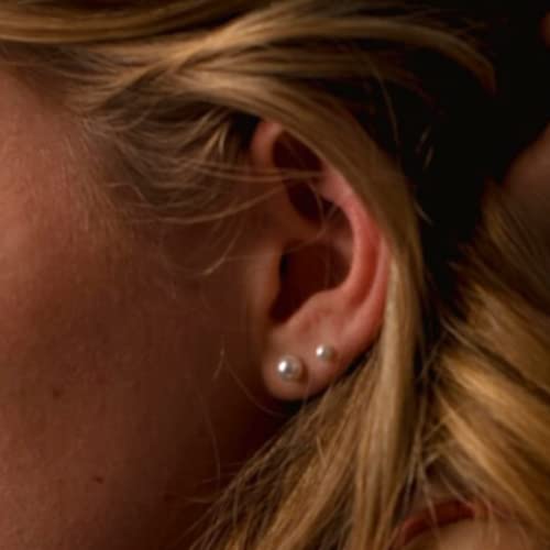 925 Sterling Freshwater Pearl Earrings 8mm Button