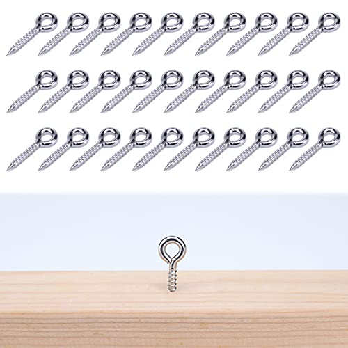 Muzata 30Pack T316 Stainless Steel Eye Shape Screws, Heavy Duty Screw Eyes for Metal Hook, Wood Terminal Ring Eyelet Hooks, Hammock Stand, Self Tapping Screws, M4 Eye Bolt, CN20 HN2