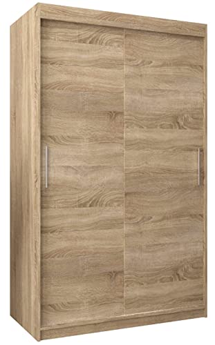 Armoire à Portes coulissantes Tokyo 120 Armoire avec Tringle et étagère Armoire de Chambre à Coucher (Chêne Sonoma)