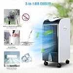 KOTEK Windowless Evaporative Air Cooler, Portable Air Conditioners w/ 3 Speeds, 4L Tank, 70° Oscillating Swamp Cooler AC Unit for Room, Indoor Cooling Fan That Blow Cold Air for Bedroom Office Garage