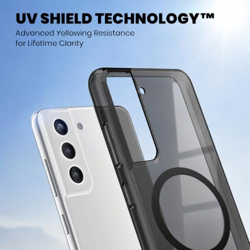 Image of Elzzi Anti Scratch Semi Translucent Cover for Samsung S21 FE Case, Premium PC + TPU Magnetic Phone Cases Drop Proof, Compatible with Magsafe Slim Never Yellowing Shockproof