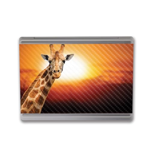 Image of MightySkins Carbon Fiber Skin Compatible with Microsoft Surface Laptop Go 3 (2023) Full Wrap Kit - Sunset Giraffe | Protective Durable Textured Carbon Fiber Finish | Made in The USA