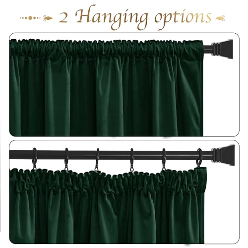 PONY DANCE Dark Green Velvet Blackout Curtains - Image 3