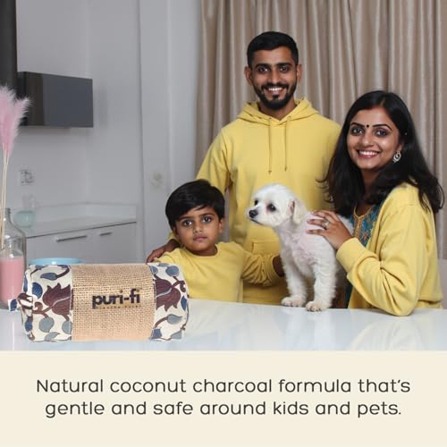 Image of Charcoal Air Purifier (Tropical Bloom) - Non-Electric, Reusable Odor & Moisture Absorber with Coconut Shell Charcoal for Home, Car, Closet & Office. (400gm & 250g), Combo of 2