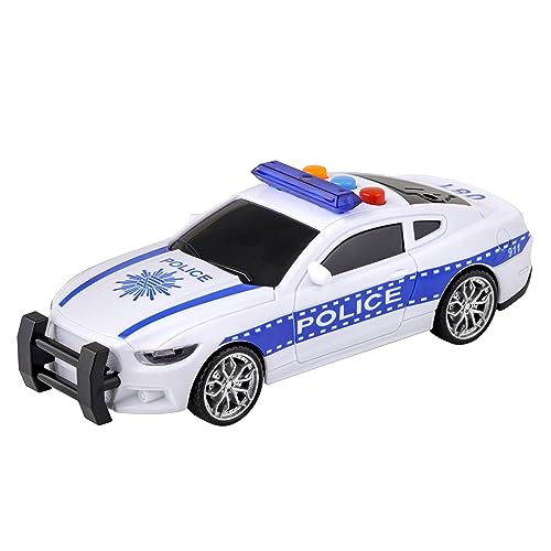 Baroni Toys Macchina della Polizia Giocattolo con Luci e Suoni, Macchinina per Bambini con Sirena che Suona e si Illumina, Gioco Automobilina Spingi e Vai con Frizione, 3 4 5 6 7 Anni, 16x6x5 cm