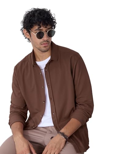 Image of The Souled Store Men's Cotton Regular Fit Solid Button Down Shirt