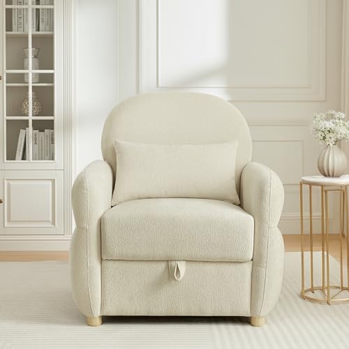 Sillón Plegable Chenille Beige miniatura 3