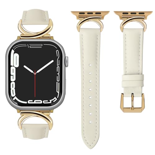 mxiixnai Leather Band Compatible with Apple Watch Bands 41mm 40mm 38mm 45mm 44mm 42mm 49mm Women, Dressy Designer Strap with C-Shape Metal Buckle for iWatch Bands Ultra 2, Series 9/8/7/6/5/4/3/2/1/SE