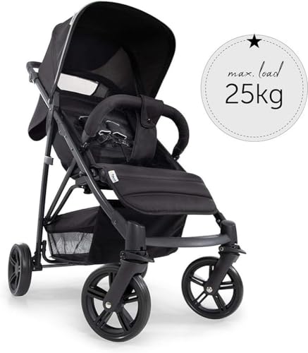 Hauck Buggy Rapid 4 bis 25 kg, Kinderbuggy Klein Zusammenklappbar, mit Liegefunktion, Höhenverstellbar, Großer Korb, Schwarz