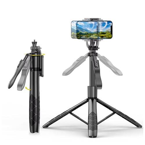 Image of LikeStar 61-Inch Extendable Selfie Stick Tripod with Wireless Remote & Phone Holder - Lightweight, Adjustable, Compatible with iPhone & Android for Travel, Vlogging, and Photography L16 - Black