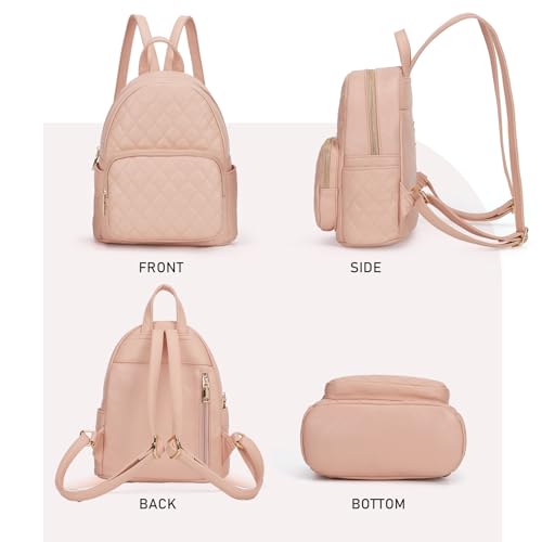 Image of Quilted Small Backpack for Women PU Leather Casual Handbag Daypack Purse | Stylish Quilted Design, water-resistant premium PU leather, matches all daily outfits, lightweight for everyday carry