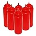 TrueCraftware- Set of 6- Squeeze Condiment Wide Mouth Dispensing Bottles 32 oz Red- Plastic Squeeze Bottle For Sauces Spreads Ketchup Mustard Mayo Hot sauces and Olive oil