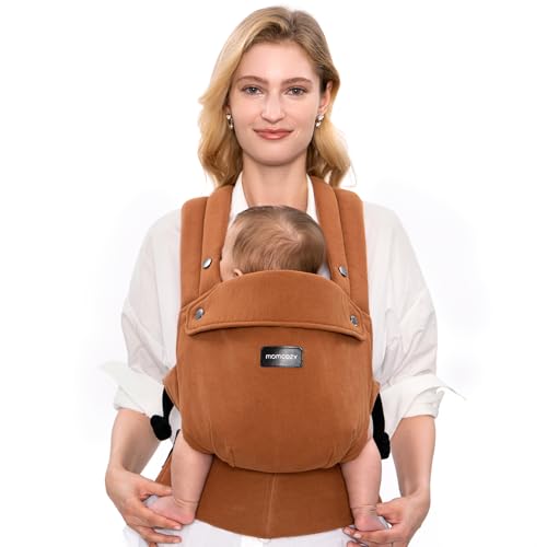 Momcozy Baby Carrier with Natural Cotton Linen, Gentle on Baby\'s Skin, Ergonomic Design, Newborn to Toddler for 7-44lbs, Lightweight and Comfortable, Hands-Free for Moms&Dads, Sepia