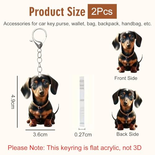 2 Stück Langohr-Hundeautoanhänger, Acrylanhänger, Süße Hundeanhänger, Dackel-Schlüsselanhänger, Geschenkanhänger