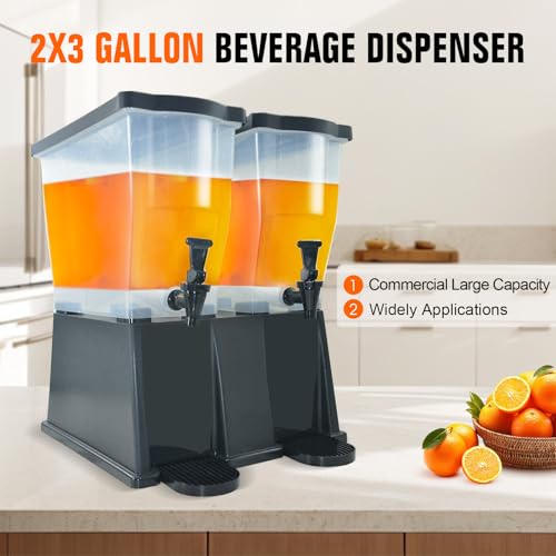 Image of Hakka 6 Gallon Drink Dispenser, Commercial Juice Dispenser for Parties 22L Double Tank Beverage Dispenser with Spigot for Catering, Buffets, Restaurants