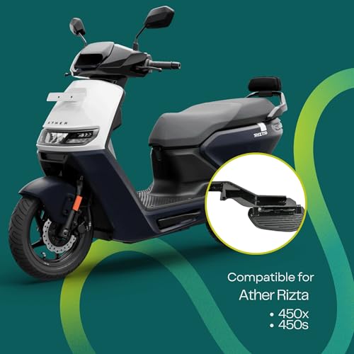 Image of PATHAK Foot Rest Stand Compatible for Ather 450X, 450S | Ather Rizta Accessories Made of Heavy Duty Iron Rod Flat Handle, Scooter Footrest Stand (Rear Left | Black)