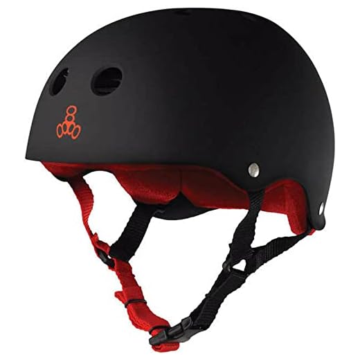 Triple Eight Sweatsaver Liner Skateboarding Helmet, Black Rubber w/ Red, Large