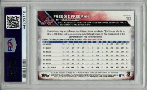 2016 TOPPS CHROME SEPIA REFRACTOR #10 FREDDIE FREEMAN BASEBALL CARD PSA 9 POP 1