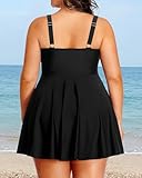 Model wearing Tempt Me Women's Plus Size Swim Dress.