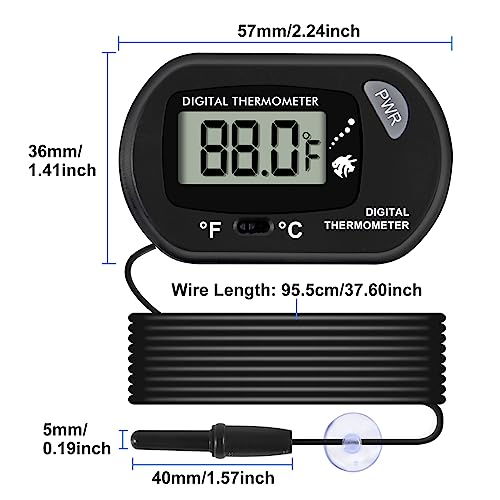 Aquarium Thermometer, Fish Tank Thermometer, Water Thermometer with 3.3ft Cord Fahrenheit/Celsius(℉/℃) for Vehicle Reptile Terrarium Fish Tank Refrigerator (6pcs)