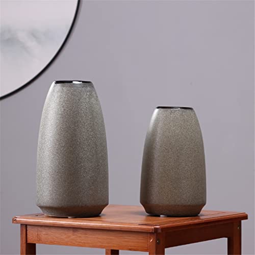 Zlxdp Chinese Boogie Ornament Vase Desktop Ceramic Stoneware Vase Home Partition Decorative Vase (Color : Gray, Size : 20 * 5 * 10Cm) #TOP1