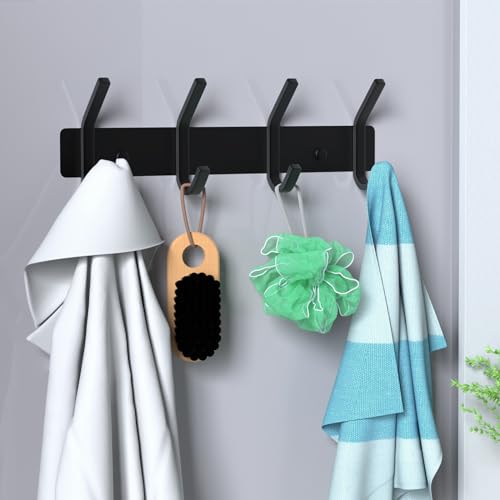Image of VAEHOLD Wall Hooks, Heavy Duty Aluminum Towel Hooks for Hanging Coat, Hat, Key, Clothes, Closet Hook Wall Mount for Kitchen, Bathroom, Office ( inchC inch Shape Coat 4 Hooks 1 Pack)