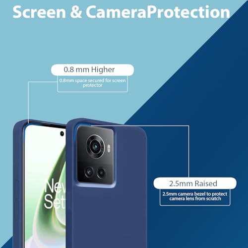 Image of LIRAMARK Liquid Silicone Soft Back Cover Case for OnePlus 10R 5G / 1+10R 5G (Midnight Blue)