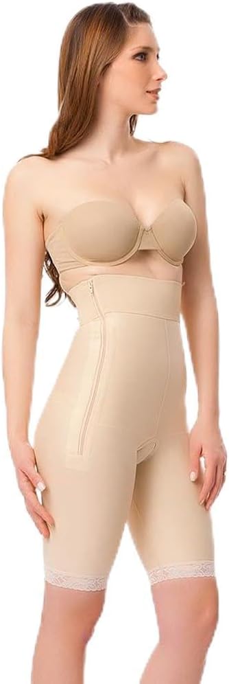 Isavela GR03 High Waist Abdominal Girdle with Zippers-XL-Beige