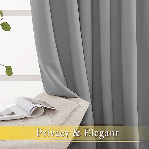 NICETOWN Silver Grey Blackout Curtain for Sliding Glass Door, Grommet Patio Door Curtain Wide Window Treatment Privacy Thermal Insulated Drapes for Bedroom/Living Room (1 Panel, W80 x L95)