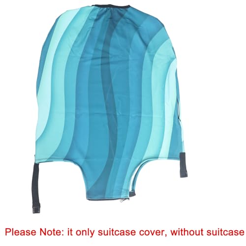 Image of MosaiRudo Thicker Luggage Cover Elastic Suitcase Cover Protector Fits 18-32 Inch Suitcase Travel Accessories, Green Ripple, L, Zipper Closurezipper Closurezipper Closurezipper Closurezipper Closure