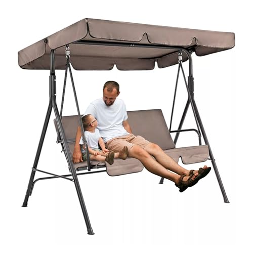 La mejor comparación de Columpios de porche los mejores 10. 47 Bluelander Banca Mecedora con 3 Asientos, Capacidad de Soporte 240 Kg, Columpio Banca con Toldo, Banco para Jardín con Toldo, Patio, Piscina para Exteriores, Toldo Ajustable,...