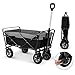Produktbild EUGAD Bollerwagen faltbar, 100 L Transportwagen mit verstellbarem Griff, tragbarer Strandwagen mit Seitentaschen, für Garten Camping Einkaufen, für alle Gelände, 80 kg belastbar, schwarz + grau