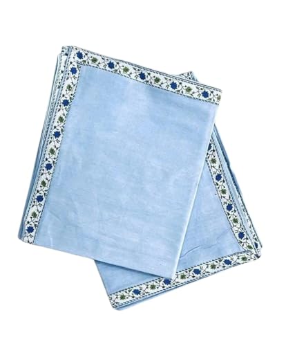Image of Cotton Plain Topsheet with Border Summer /Ac Stylish Beautiful Single Bed Top Sheet /Odhne wali Chaddar (60x90 Inch Size) Pack of 2 (Blue)