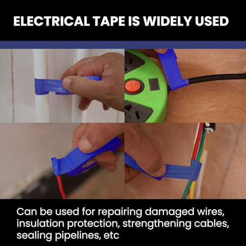 Image of Lichamp 10-Pack Blue Electrical Tape Waterproof, 3 /4 in x 66ft, Industrial Grade UL /CSA Listed High Temp Electrical Tape Blue Electric Super Vinyl
