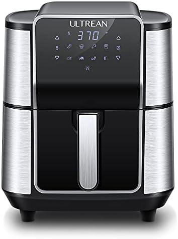 Ultrean Air Fryer, Stainless Steel Air Fryer Combo with Roaster, Toaster, 6 Quart Non-Stick Basket, Digital Touch Screen with 8 Cooking Functions, 50 Recipes, Healthy Cooking, UL Certified