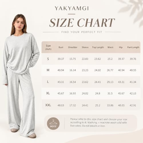 Two Piece Lounge Set for Women 2026 Fall Long Sleeve Tops Wide Leg Pant - image 4